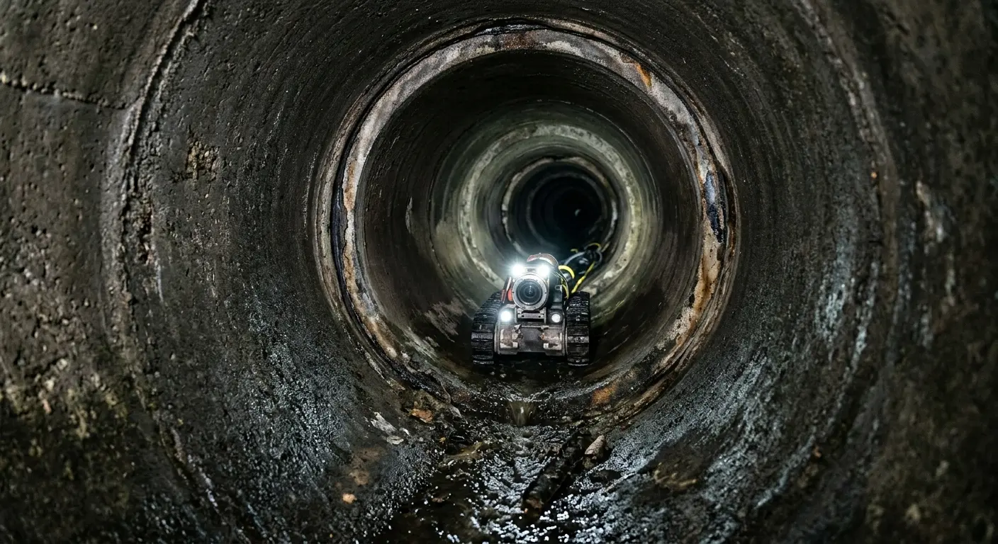Robotic sewer camera inspecting pipe interior for Sewer Line Repair in La Junta